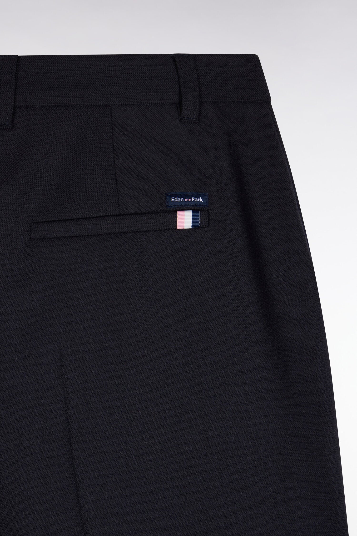 Pantalon tailleur en maille stretch marine coupe droite