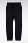 Pantalon à taille élastiquée façon flanelle rayée marine