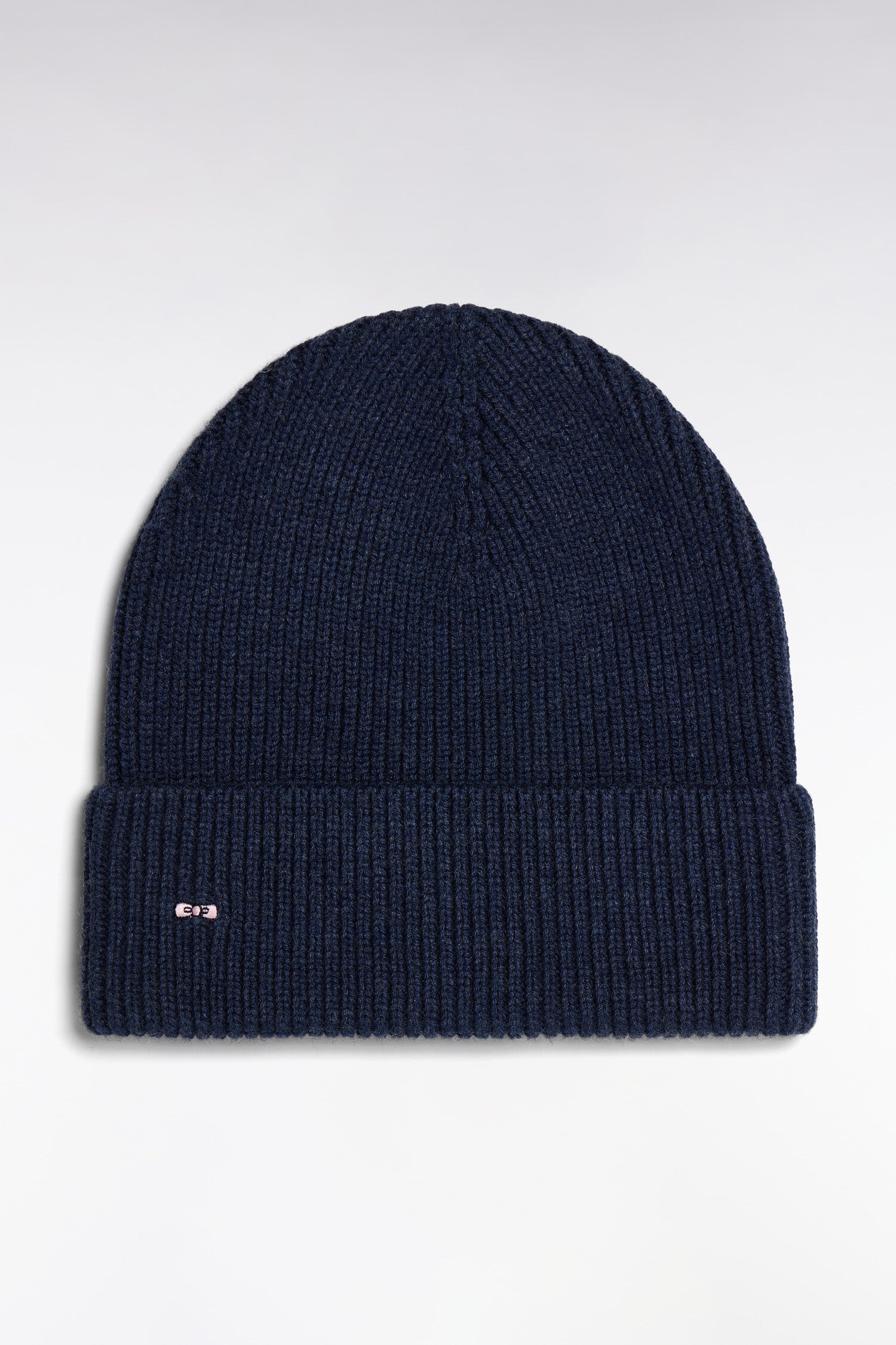 beanie côtelé in wool and coton blue