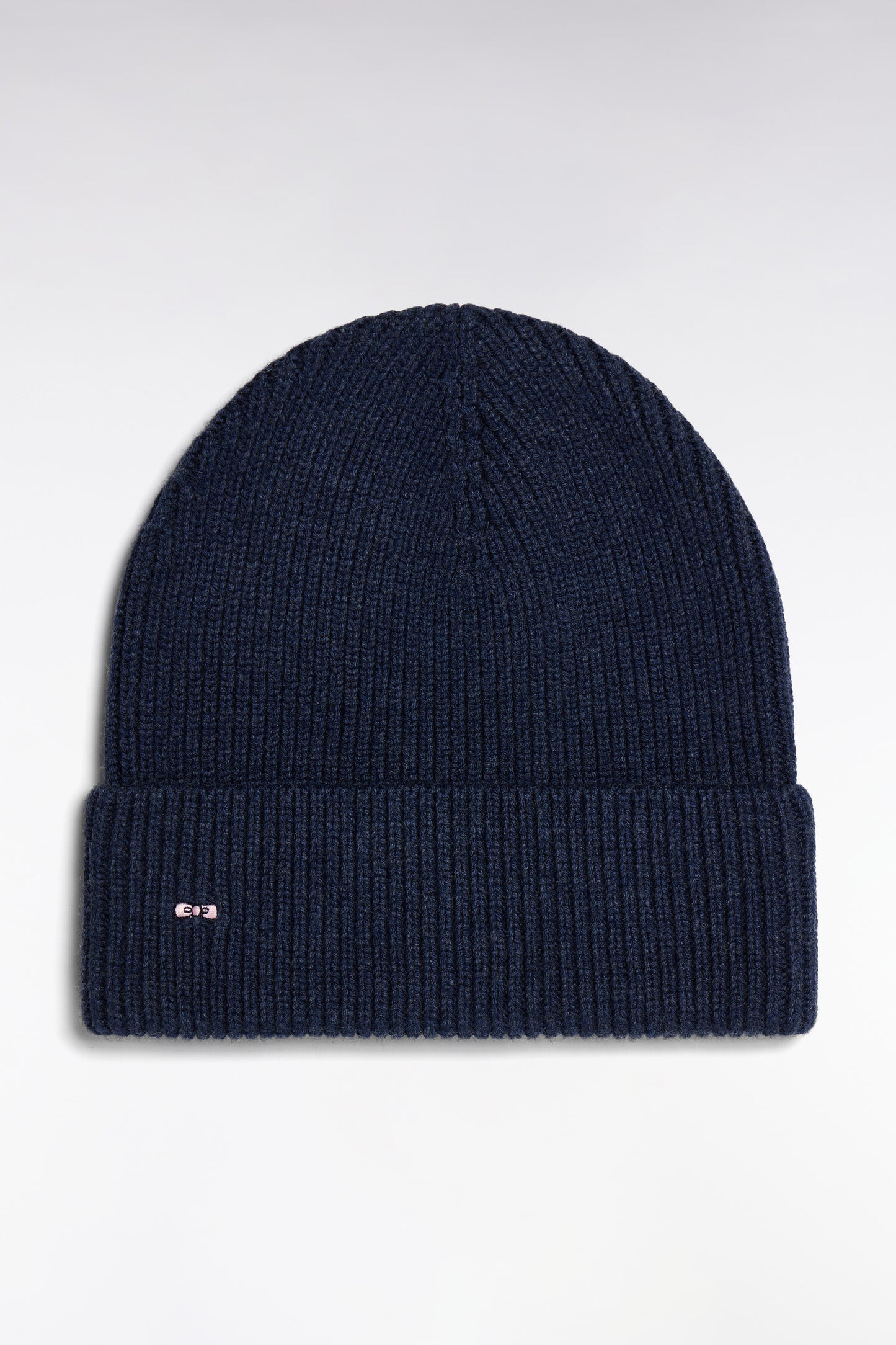Bonnet côtelé en laine et coton bleu