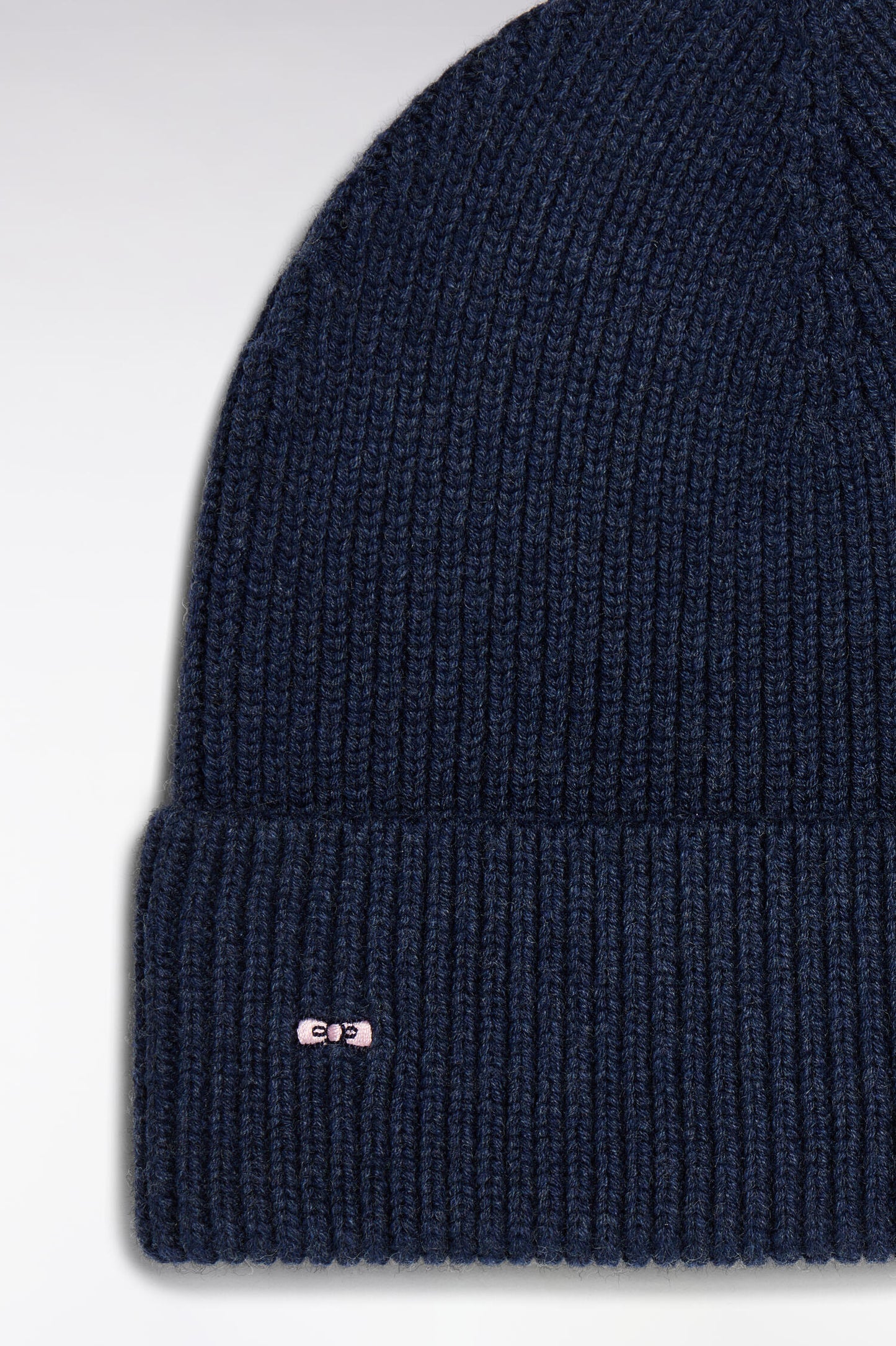 Bonnet côtelé en laine et coton bleu