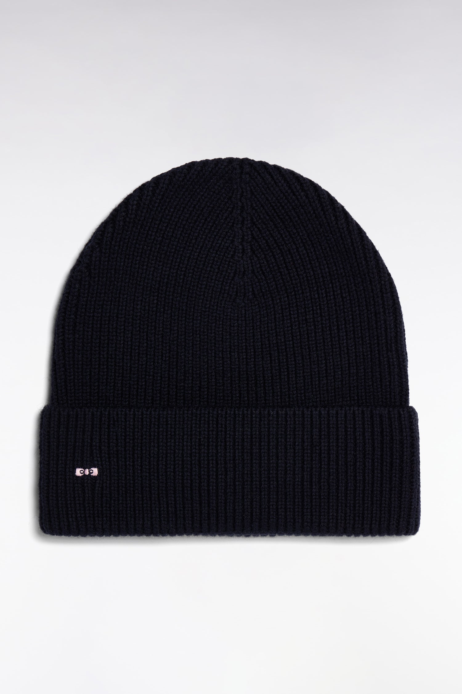 Bonnet côtelé en laine et coton marine