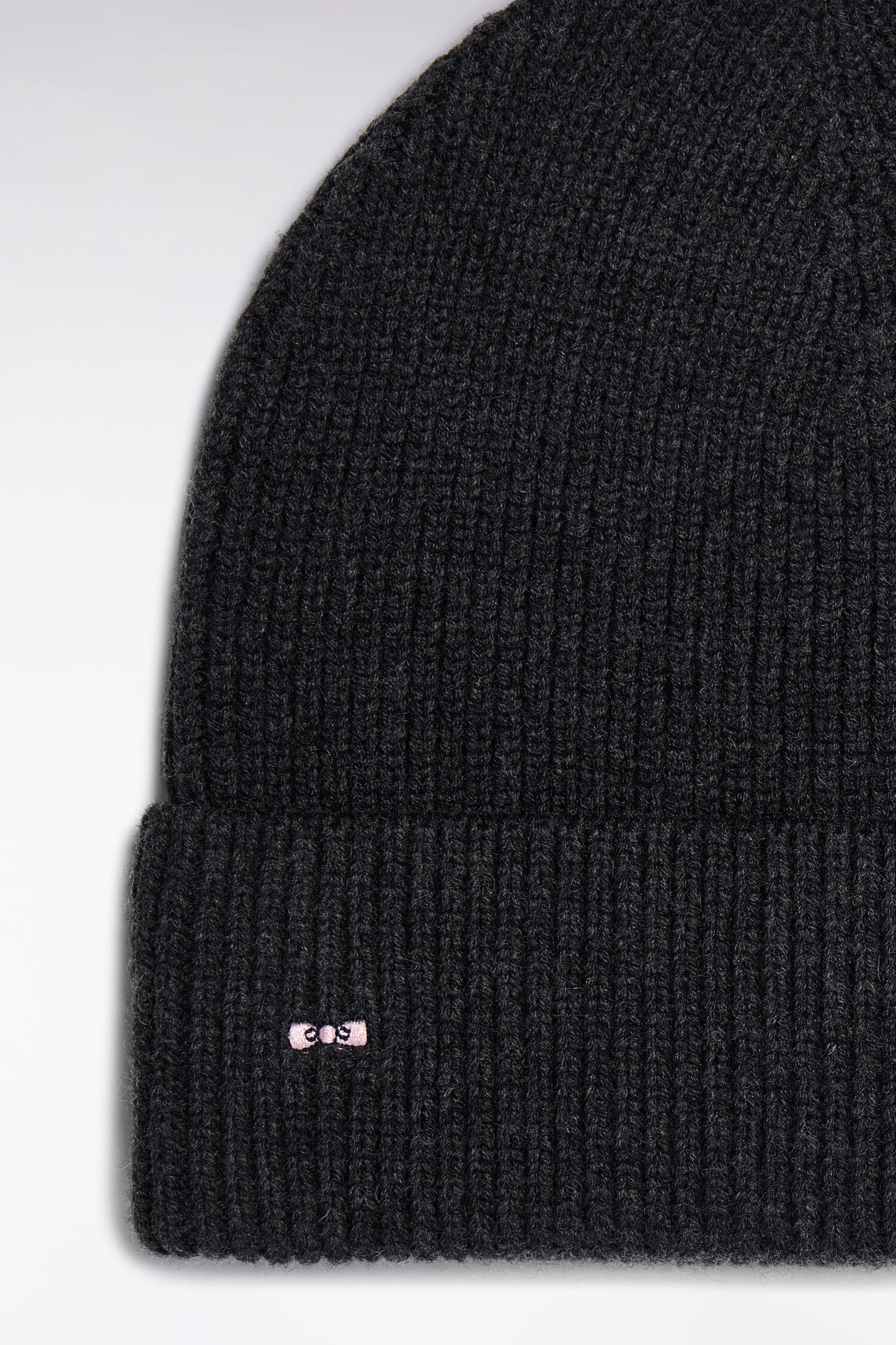 Bonnet côtelé en laine et coton gris foncé