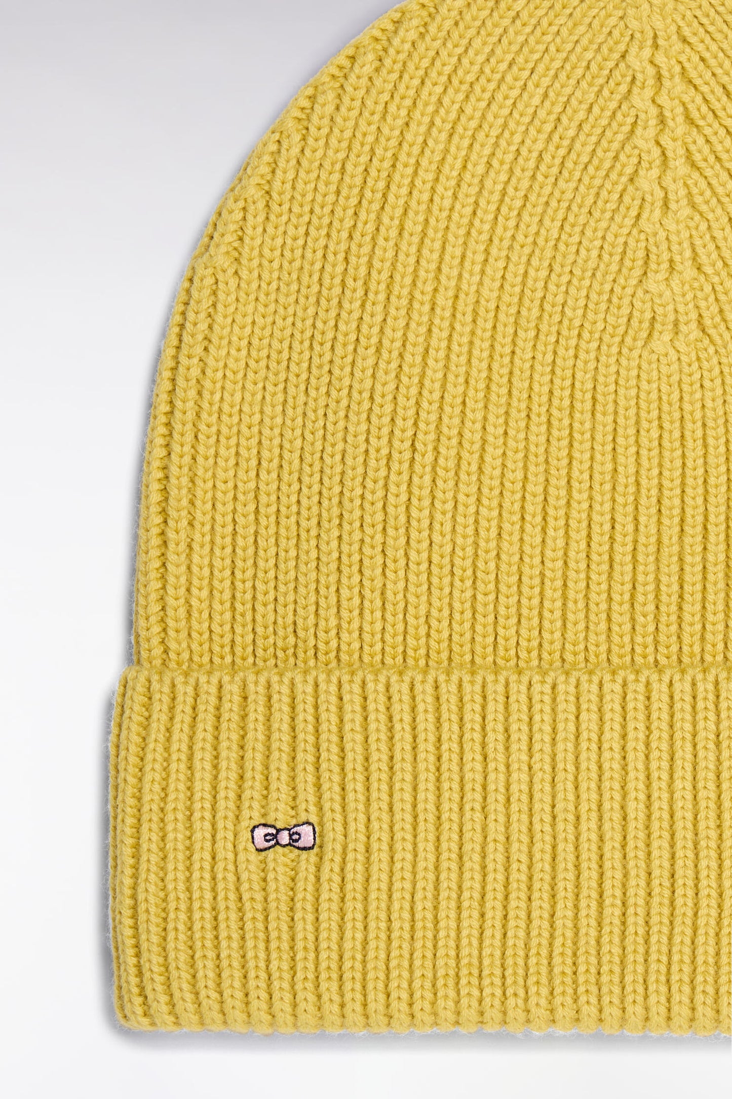 Bonnet côtelé en laine et coton jaune