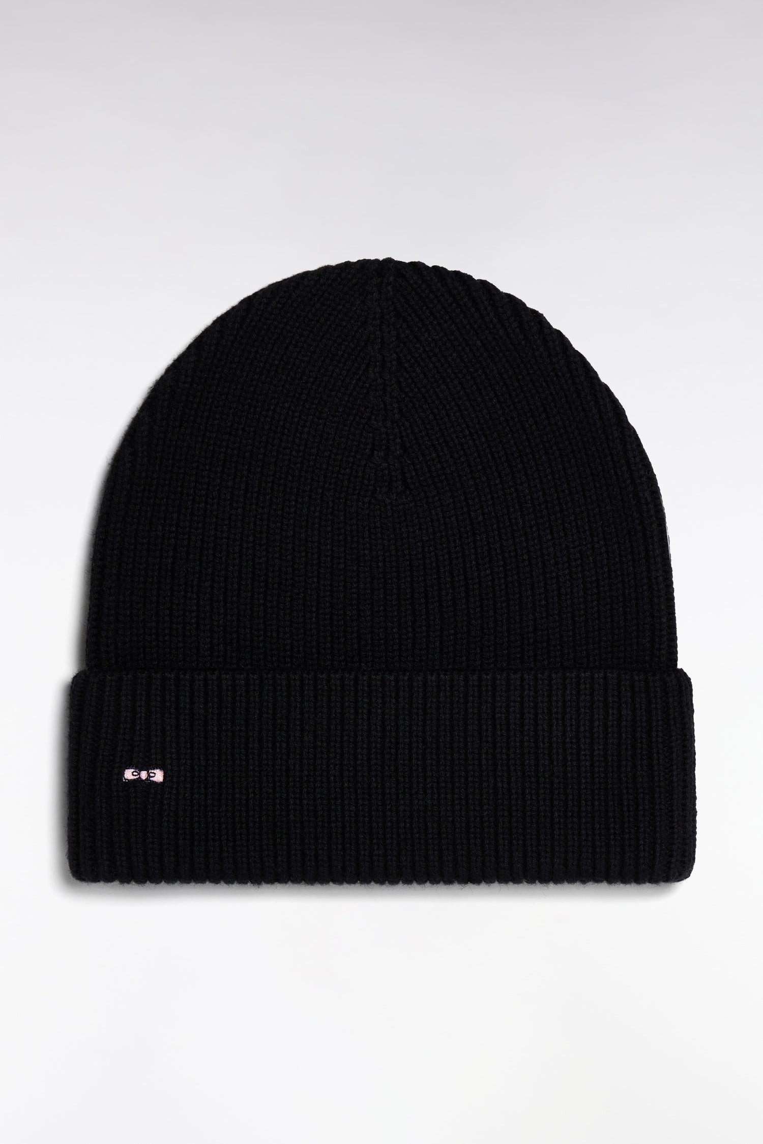 Bonnet côtelé en laine et coton noir