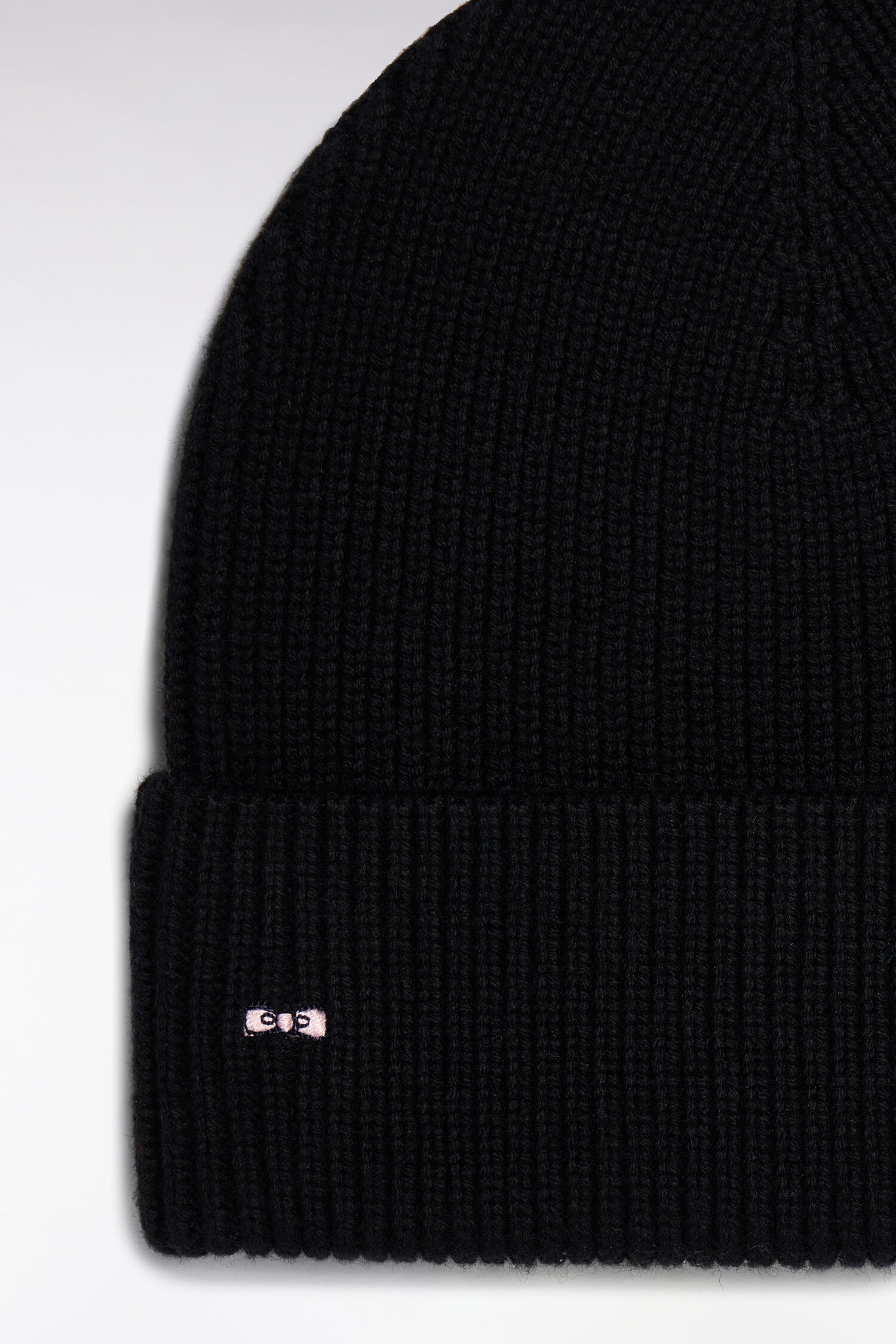 Bonnet côtelé en laine et coton noir