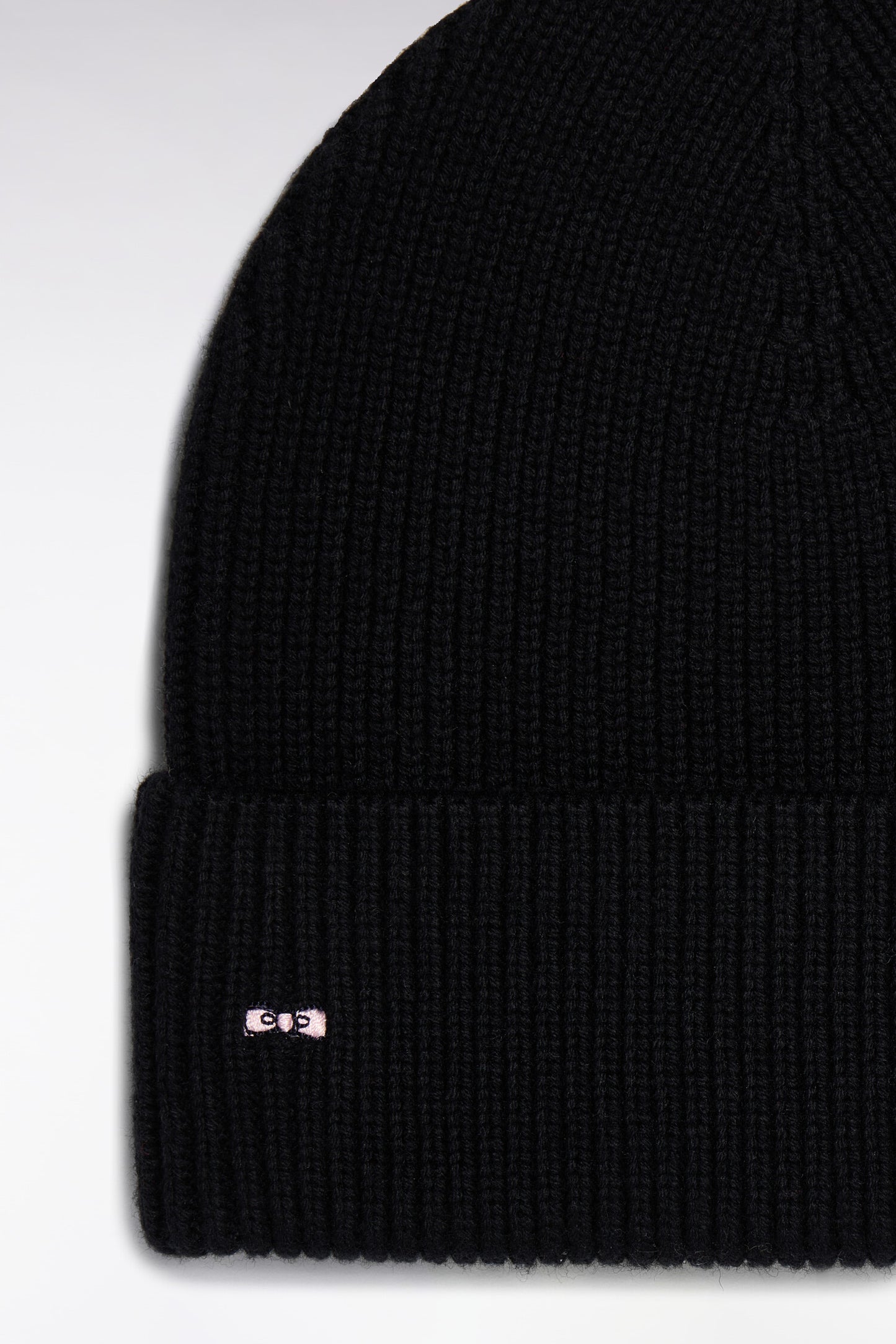 Bonnet côtelé en laine et coton noir