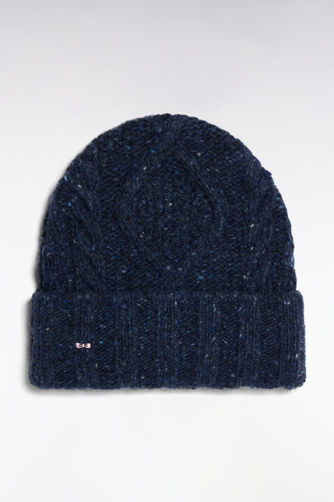 Bonnet en maille torsadée marine - Image 1