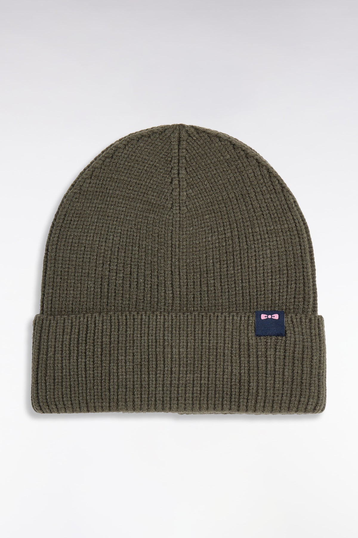 Khaki ribbed knit hat