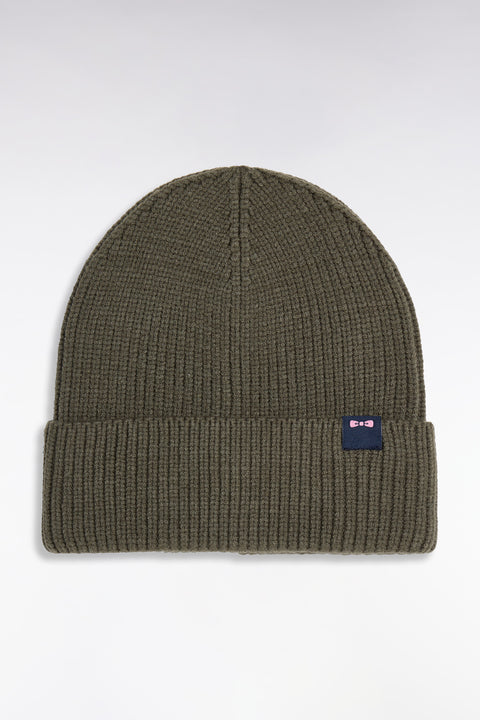 Bonnet en maille côtelée kaki - Image 1