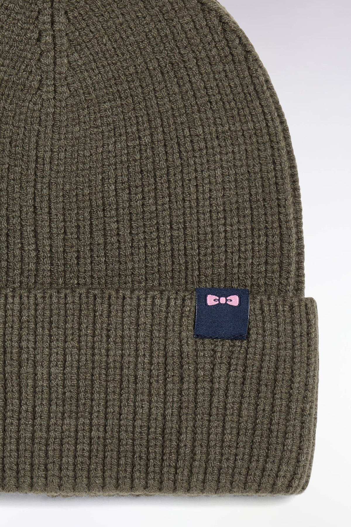 Khaki ribbed knit hat