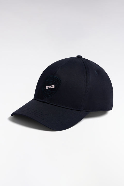 Casquette en twill de coton marine à broderie écusson - Image 1