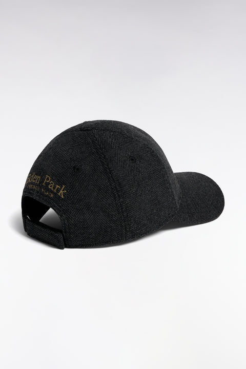 Casquette en drap de laine à chevrons grise patch écusson - Image 2