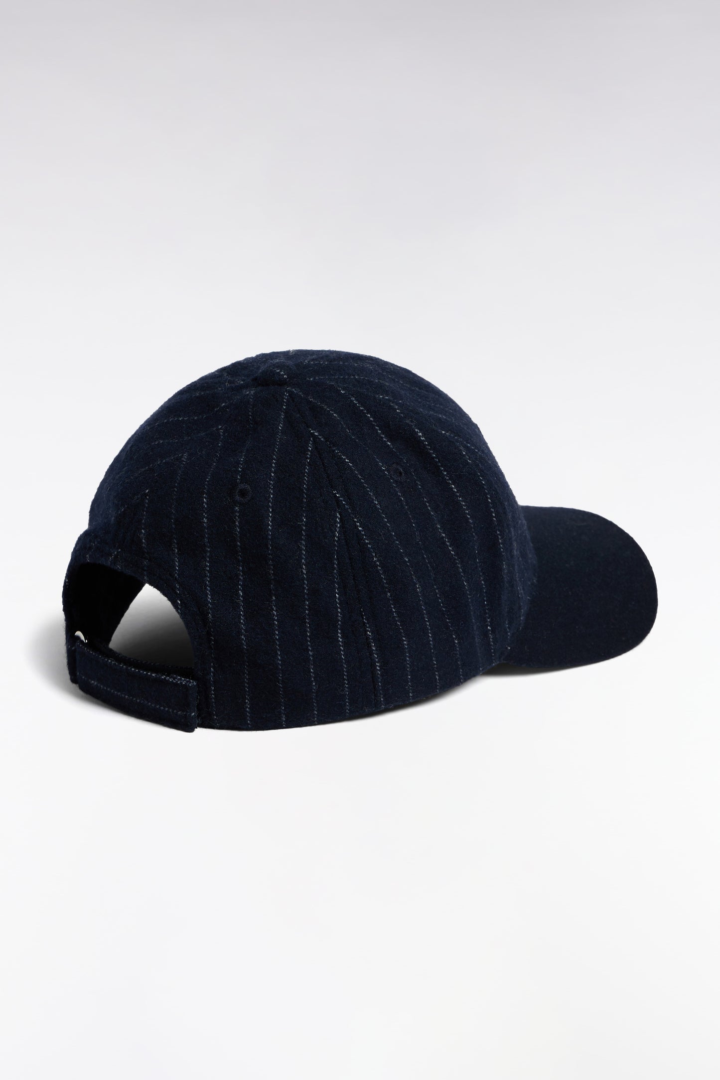 Casquette bimatière en drap de laine rayé marine patch EP