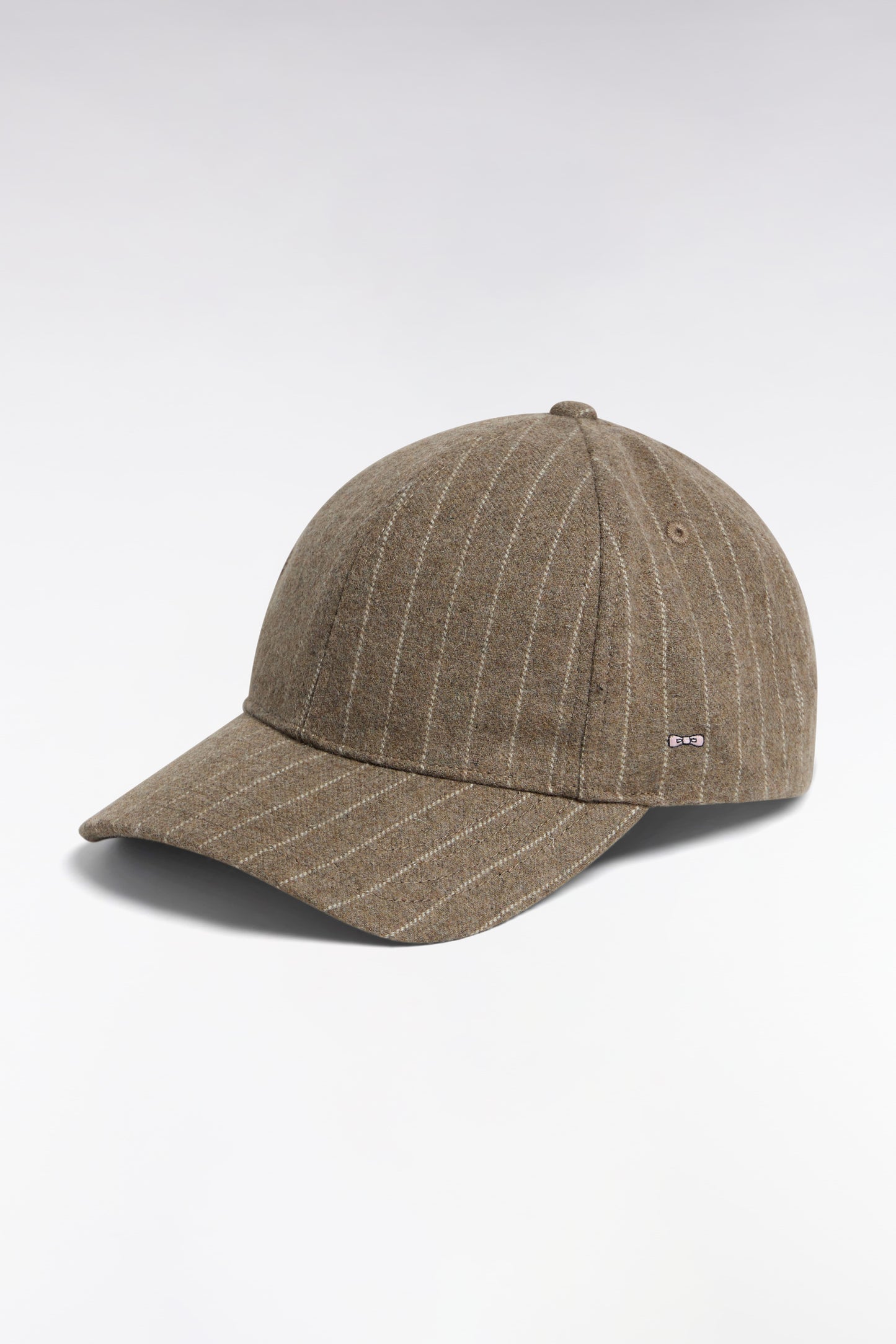 Casquette en drap de laine rayé beige