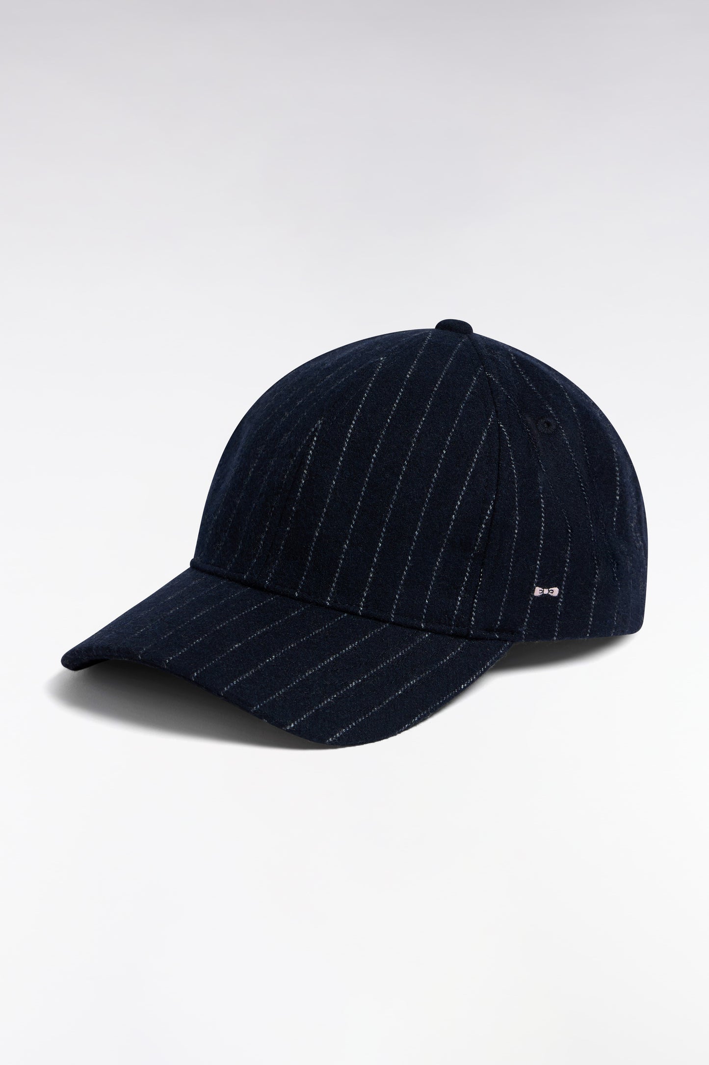 Casquette en drap de laine rayé marine