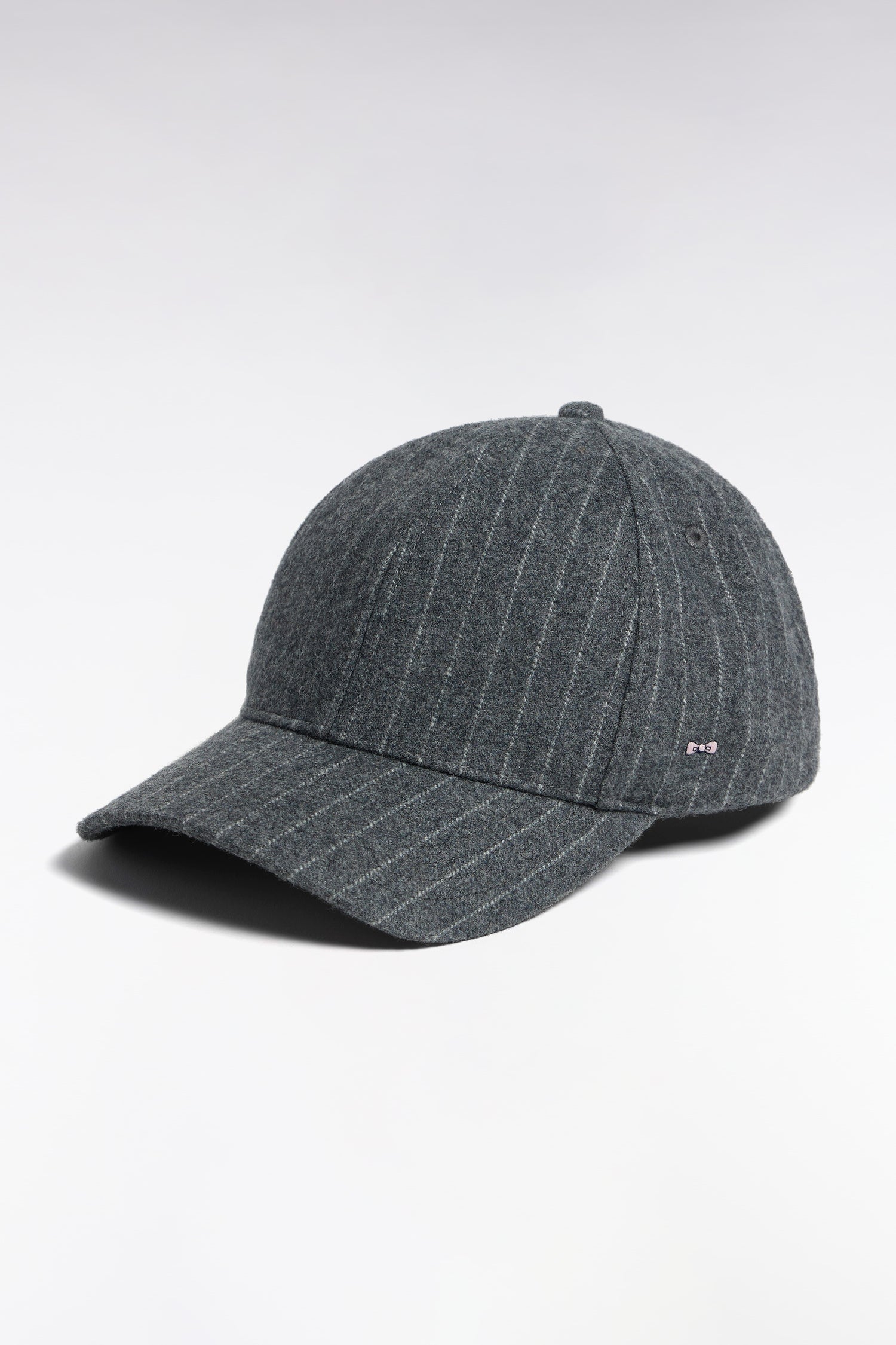 Casquette en drap de laine rayé grise