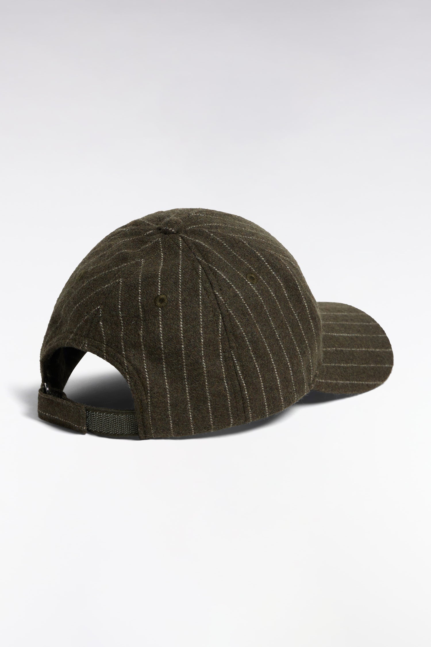 Casquette en drap de laine rayé kaki