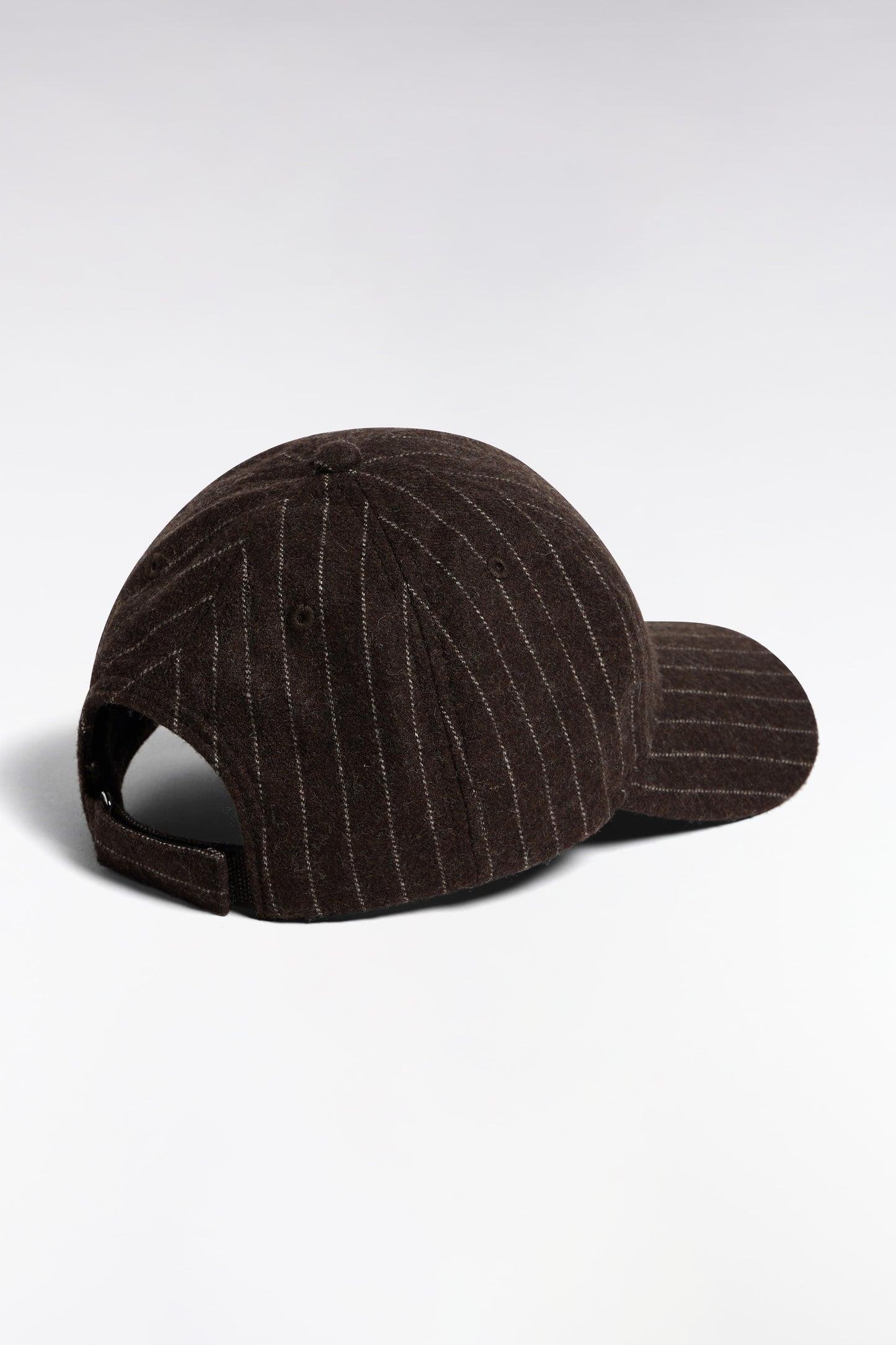 Casquette en drap de laine rayé marron