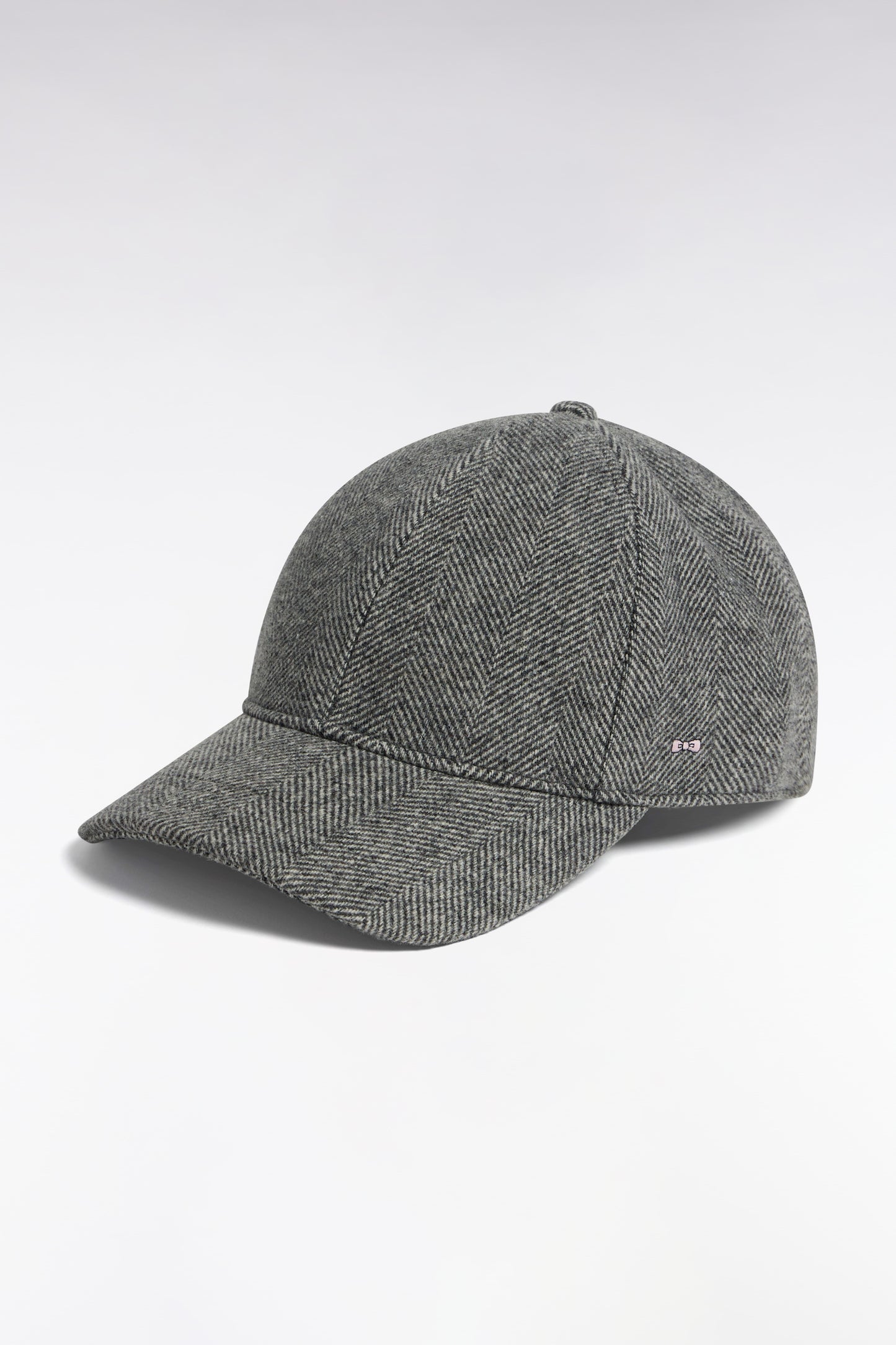 Casquette en drap de laine à chevrons grise