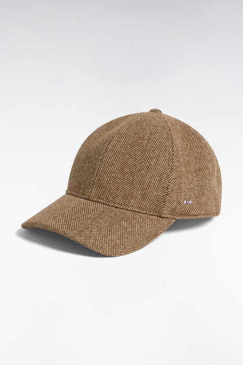 Casquette en drap de laine à chevrons marron - Image 1