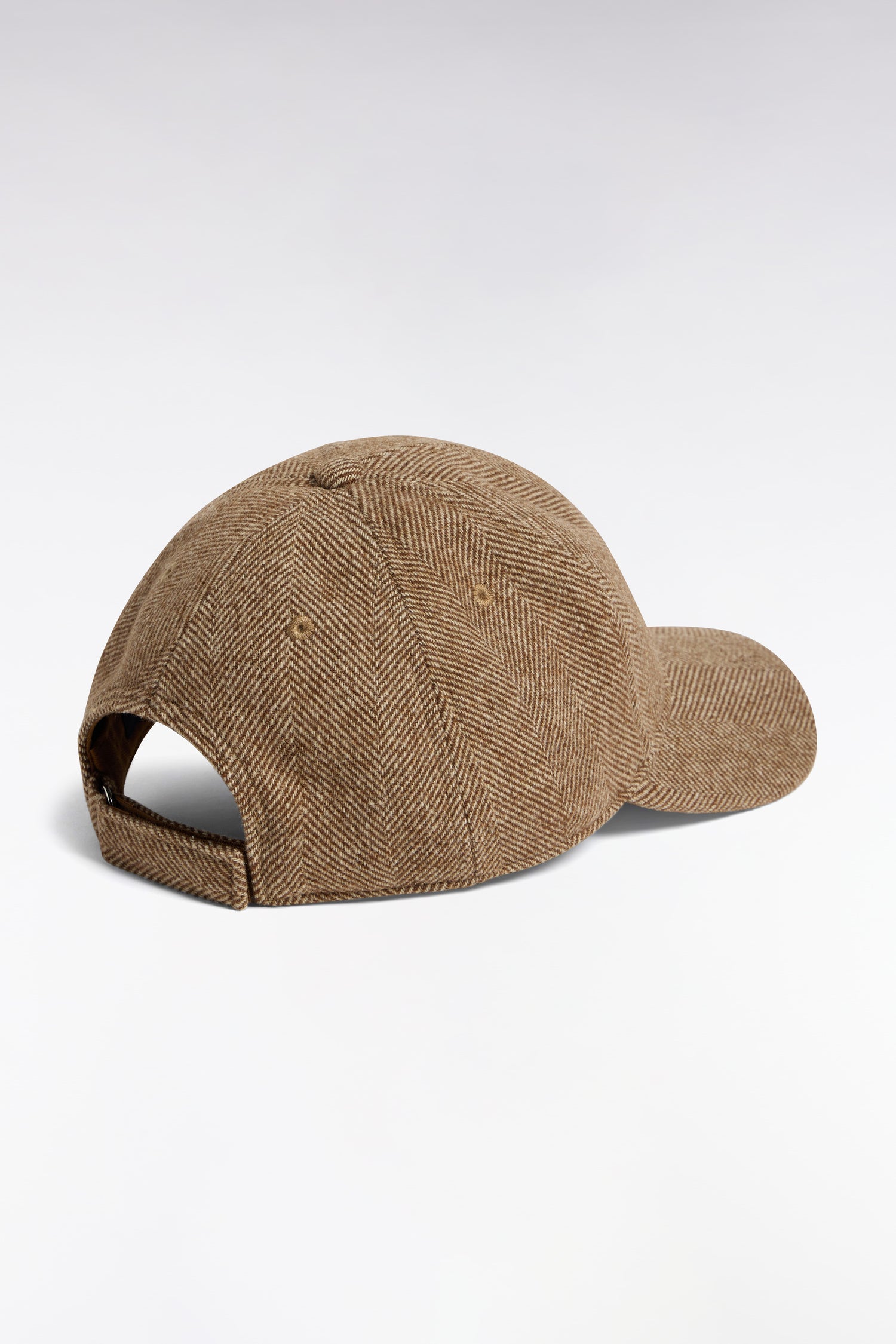 Casquette en drap de laine à chevrons marron