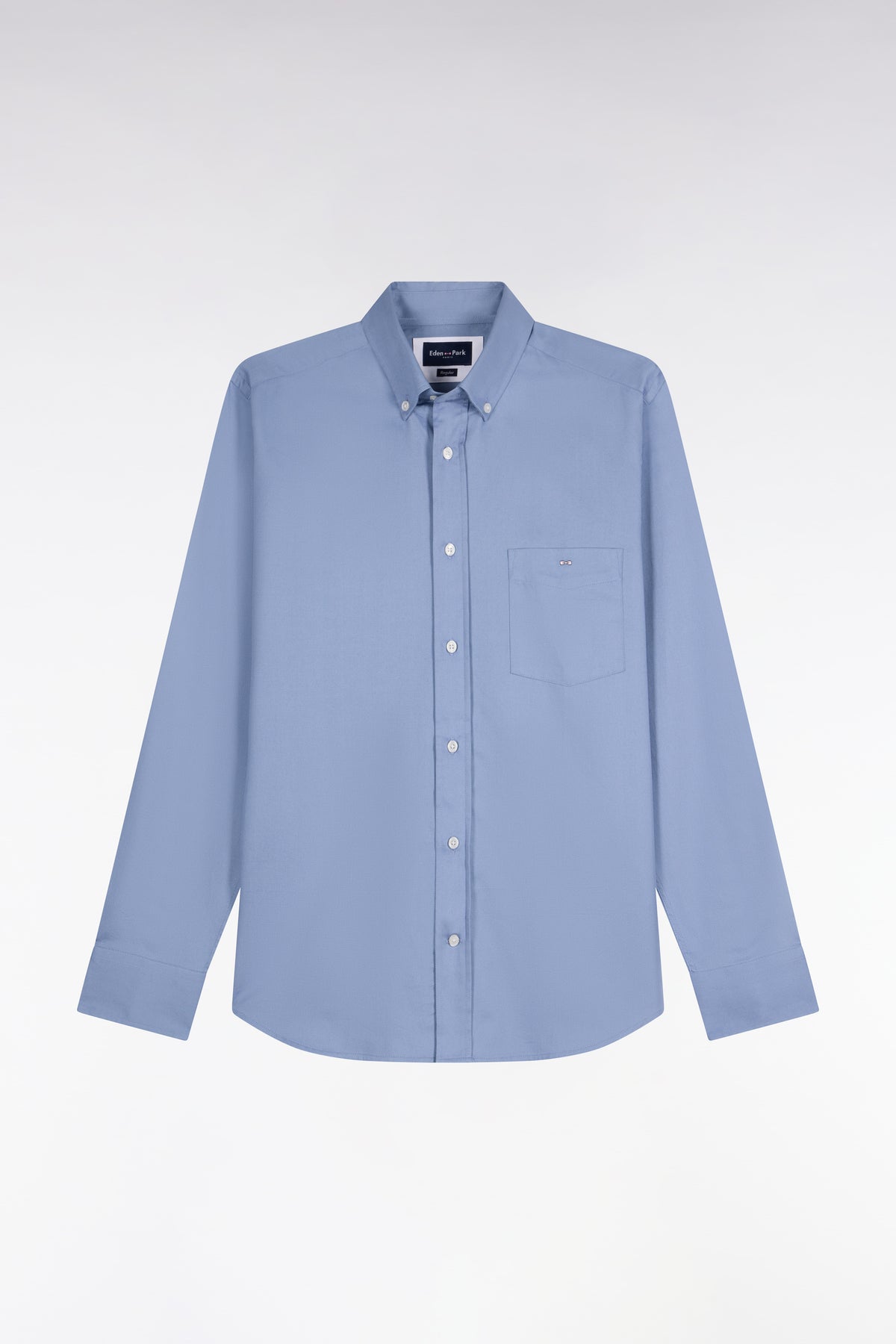 Chemise en piqué de coton ciel coupe droite