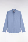 Chemise en piqué de coton ciel coupe droite