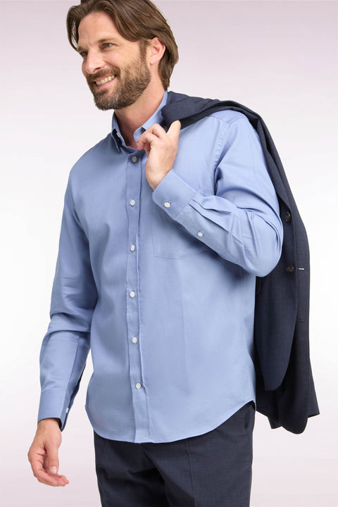 Chemise en piqué de coton ciel coupe droite - Image 1