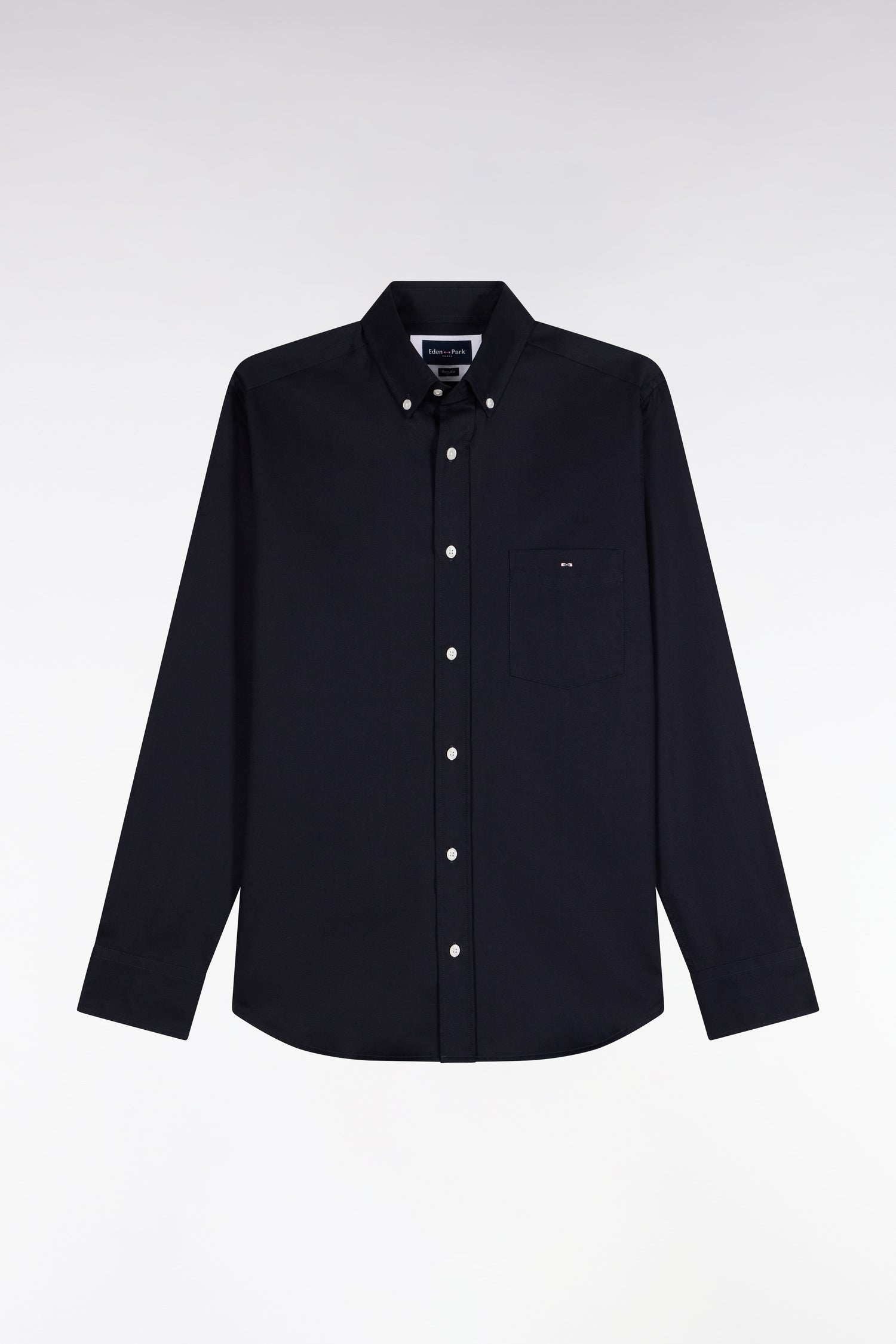 Chemise en piqué de coton marine coupe droite