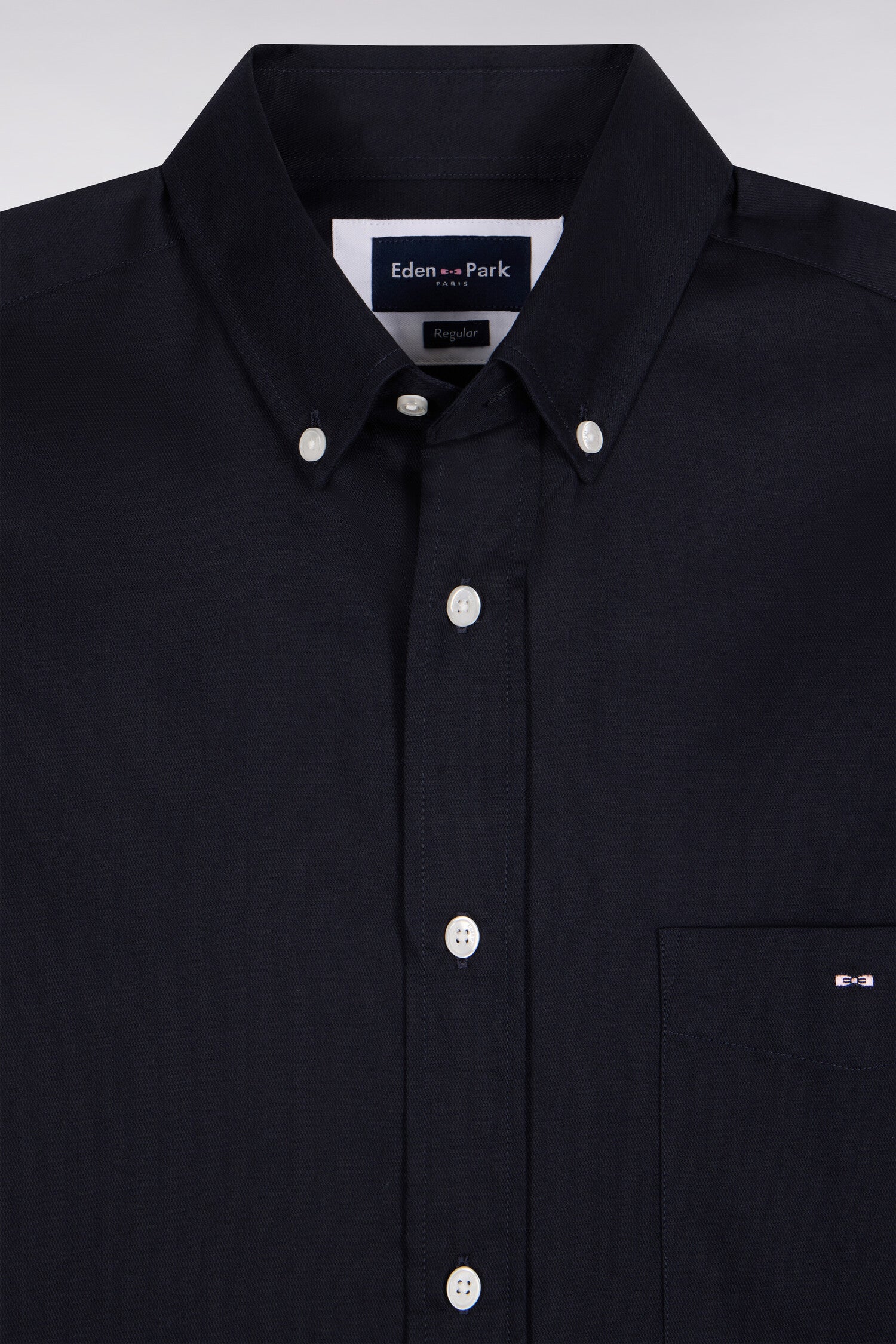 Chemise en piqué de coton marine coupe droite