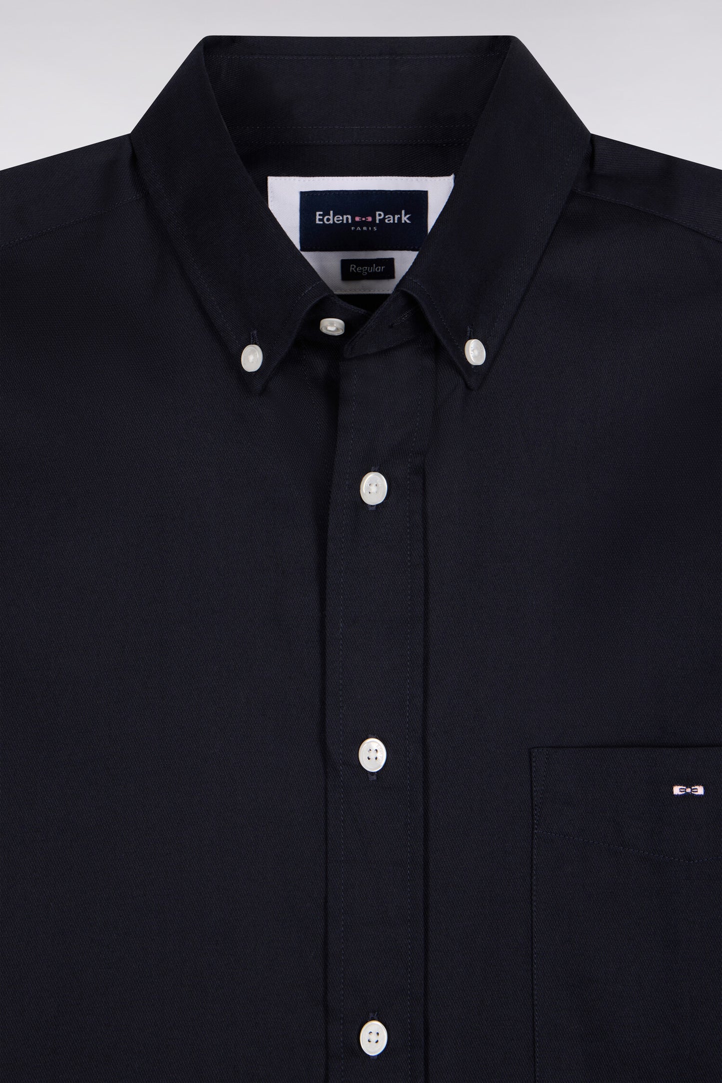 Chemise en piqué de coton marine coupe droite