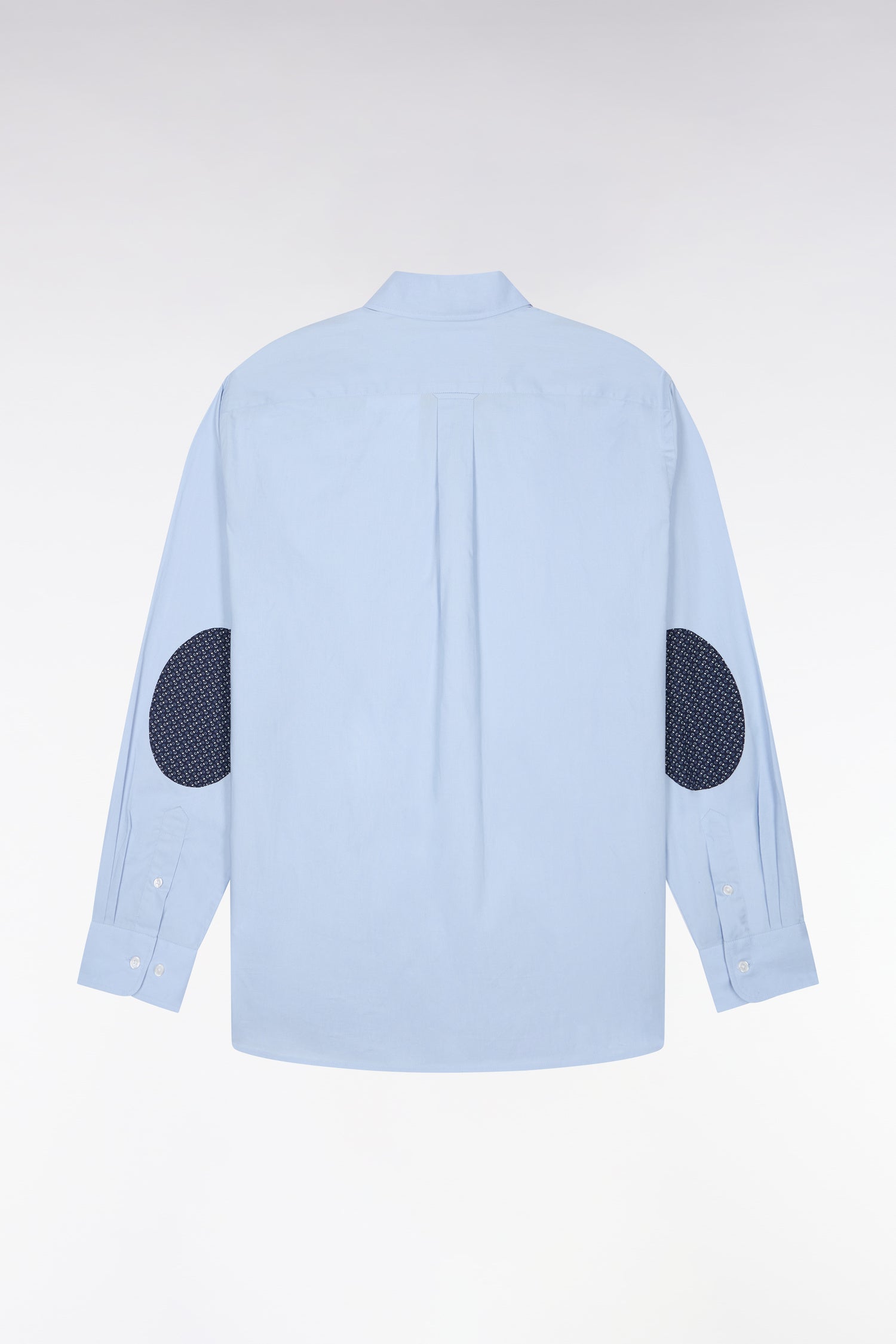 Chemise en coton ciel à détails micromotifs coupe droite