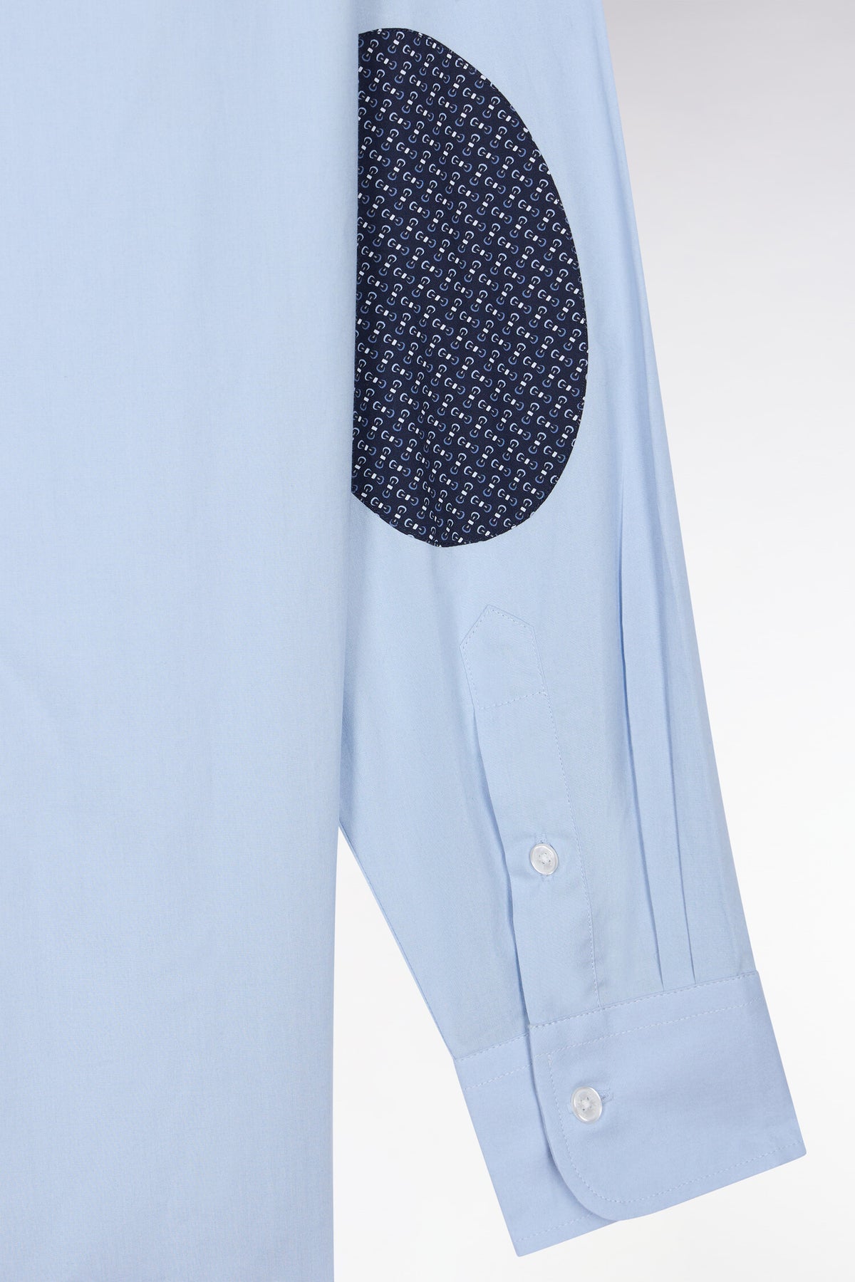Chemise en coton ciel à détails micromotifs coupe droite