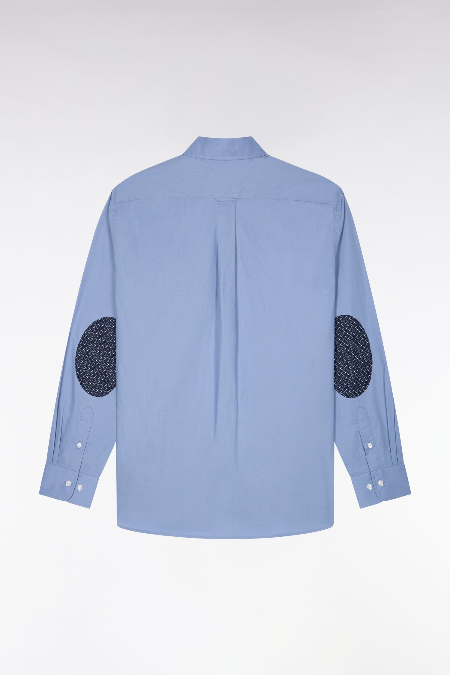 Chemise en coton bleu à détails micromotifs coupe droite