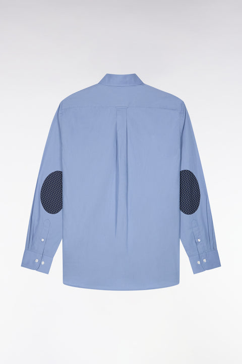 Chemise en coton bleu à détails micromotifs coupe droite - Image 2