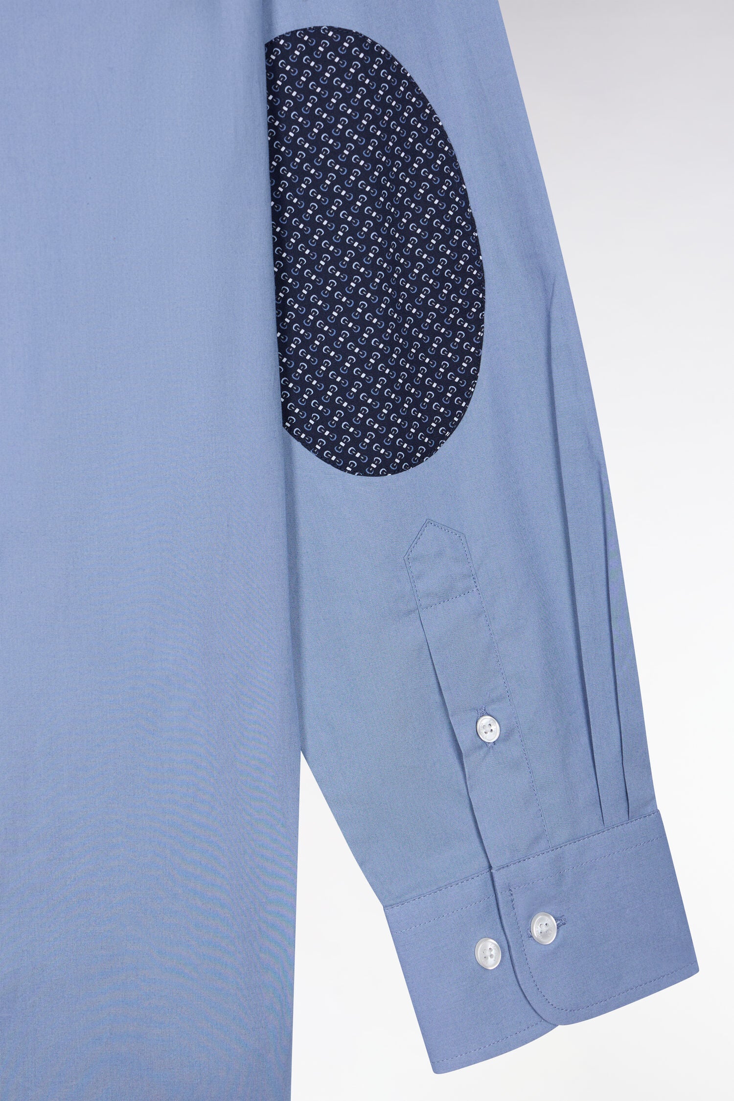 camicia in cotone blu con dettagli micromotivi vestibilità dritta