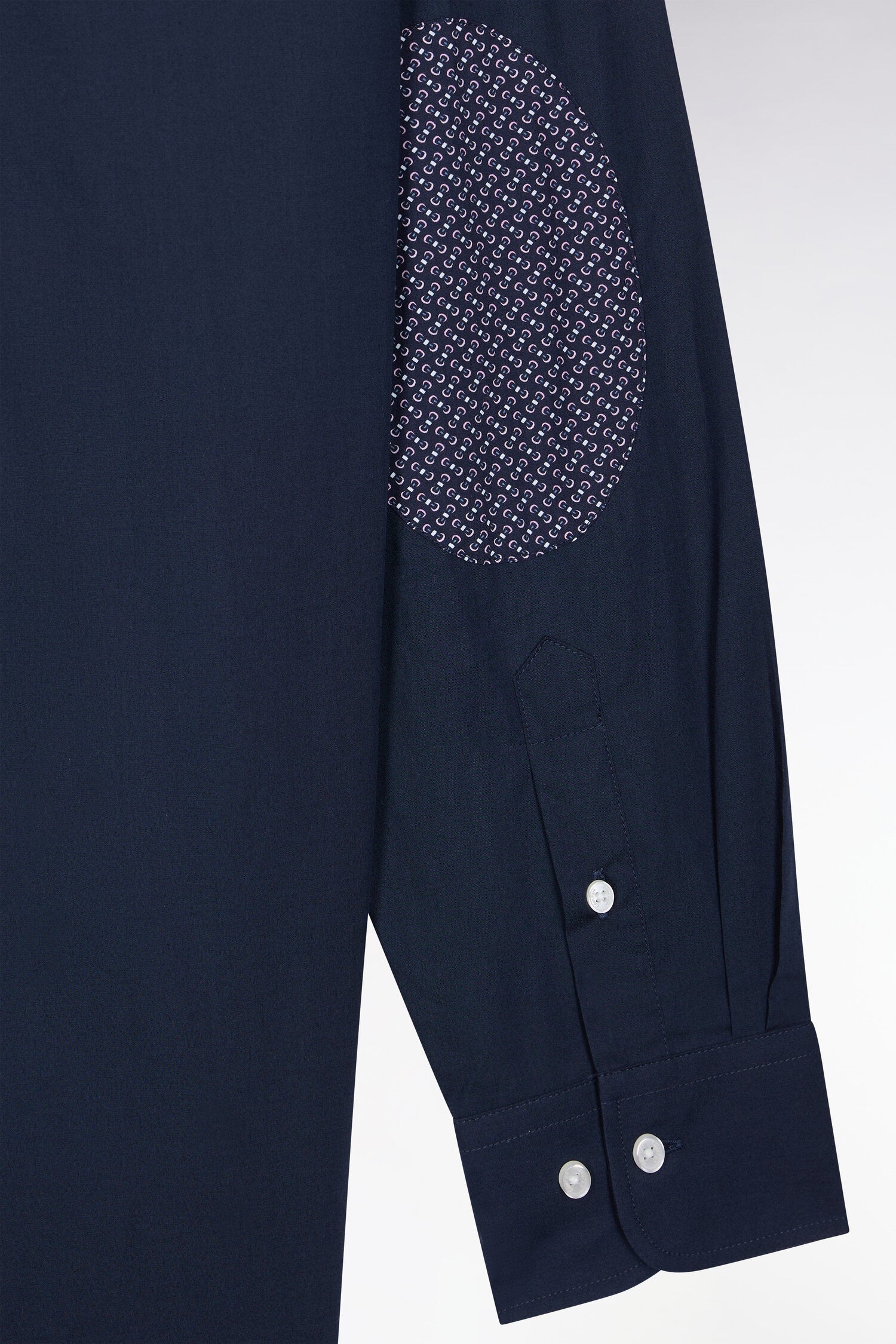 Chemise en coton marine à détails micromotifs coupe droite