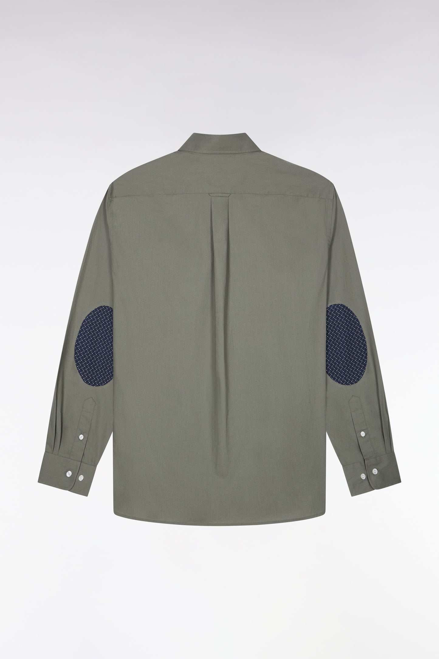 Chemise en coton kaki à détails micromotifs coupe droite