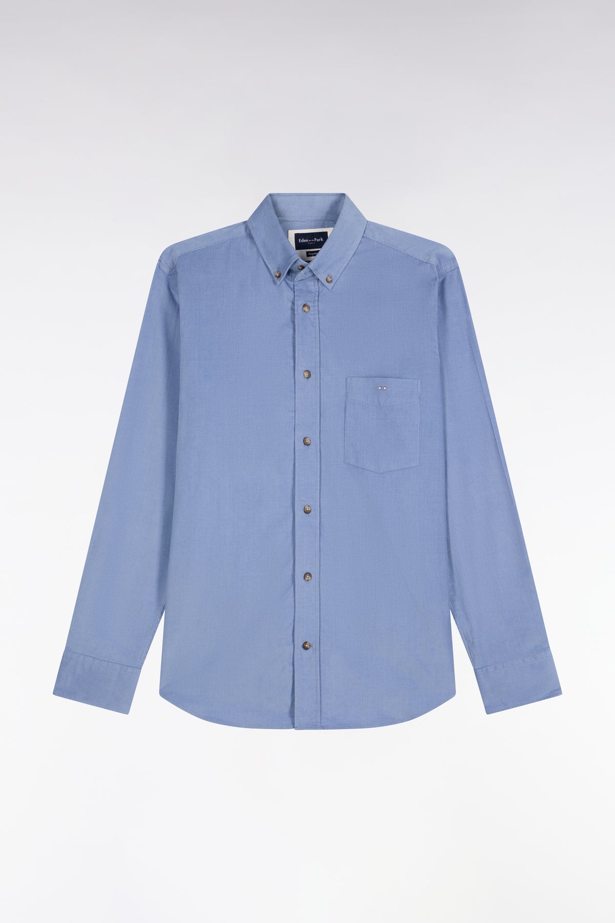 Blue ribbed cotton straight cut shirt