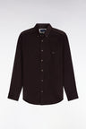 Chemise en coton côtelé marron coupe droite