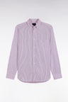 Straight-fit pink striped cotton shirt