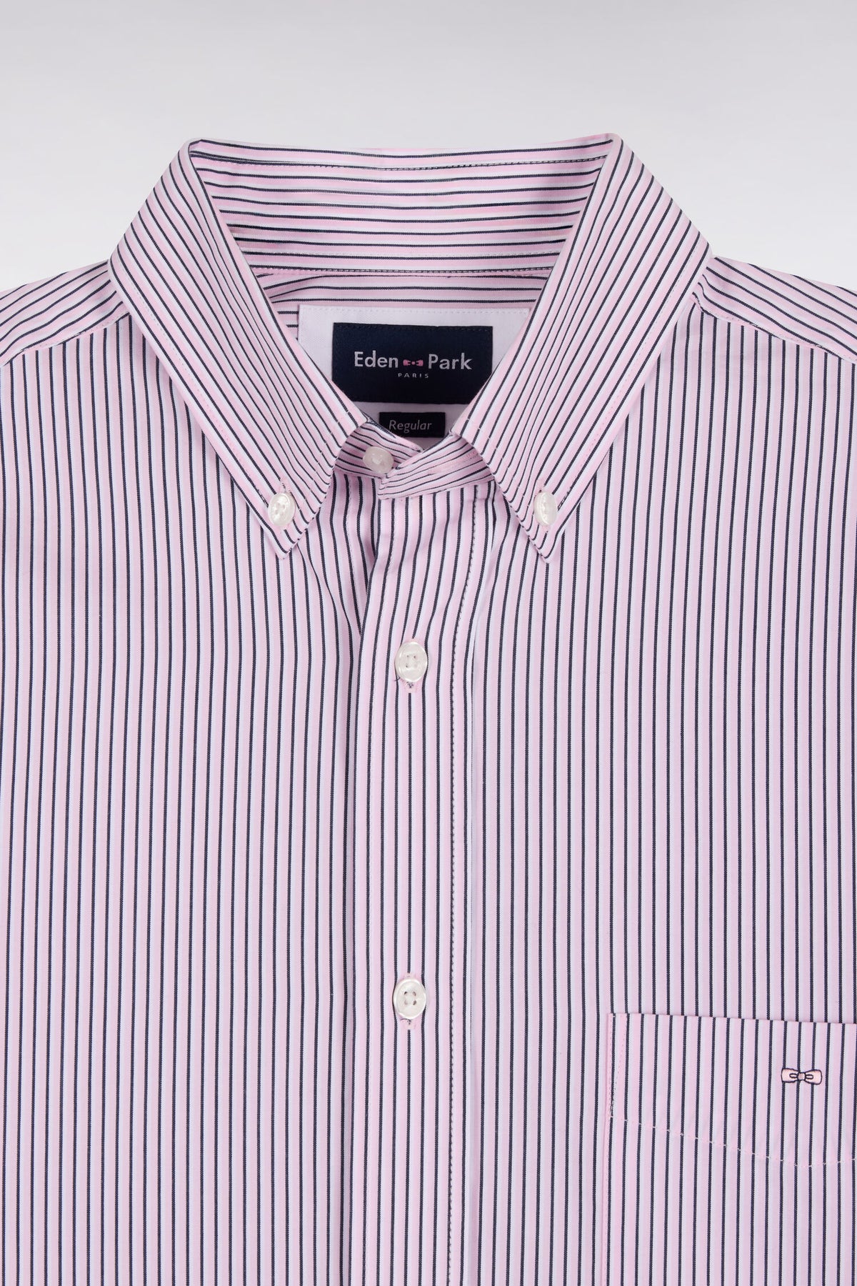 Chemise en coton à rayures rose coupe droite