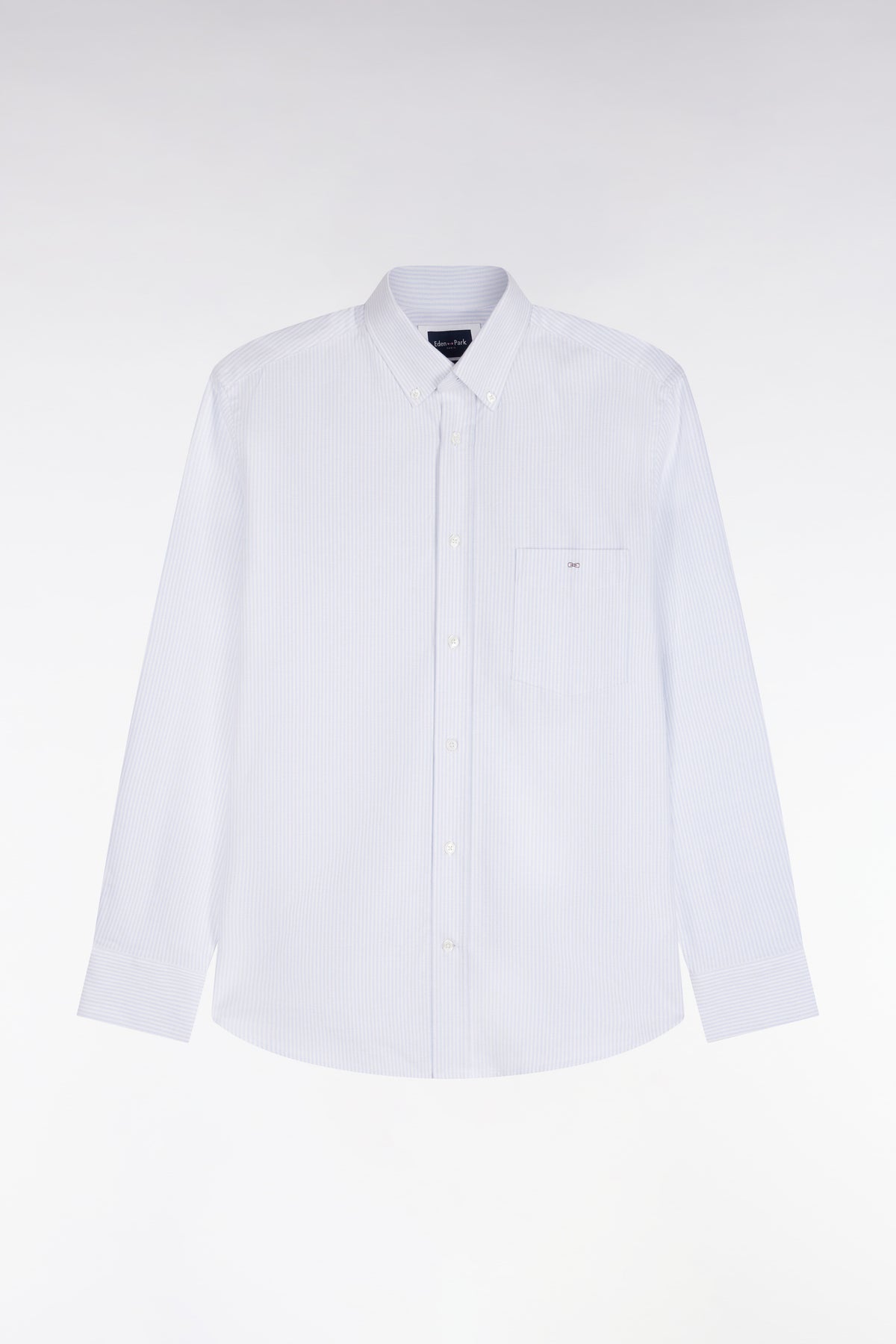 Chemise en coton à rayures bâtons ciel coupe droite