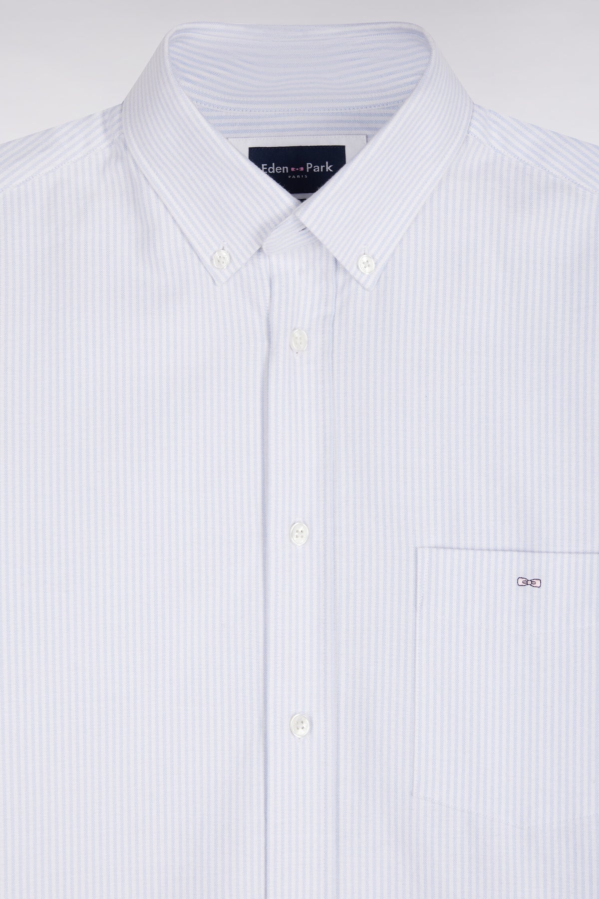 Chemise en coton à rayures bâtons ciel coupe droite