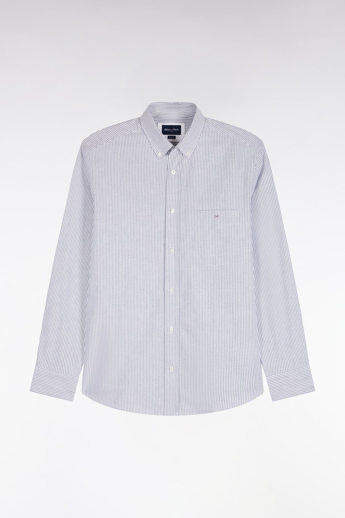 Chemise en coton à rayures bâtons marine coupe droite