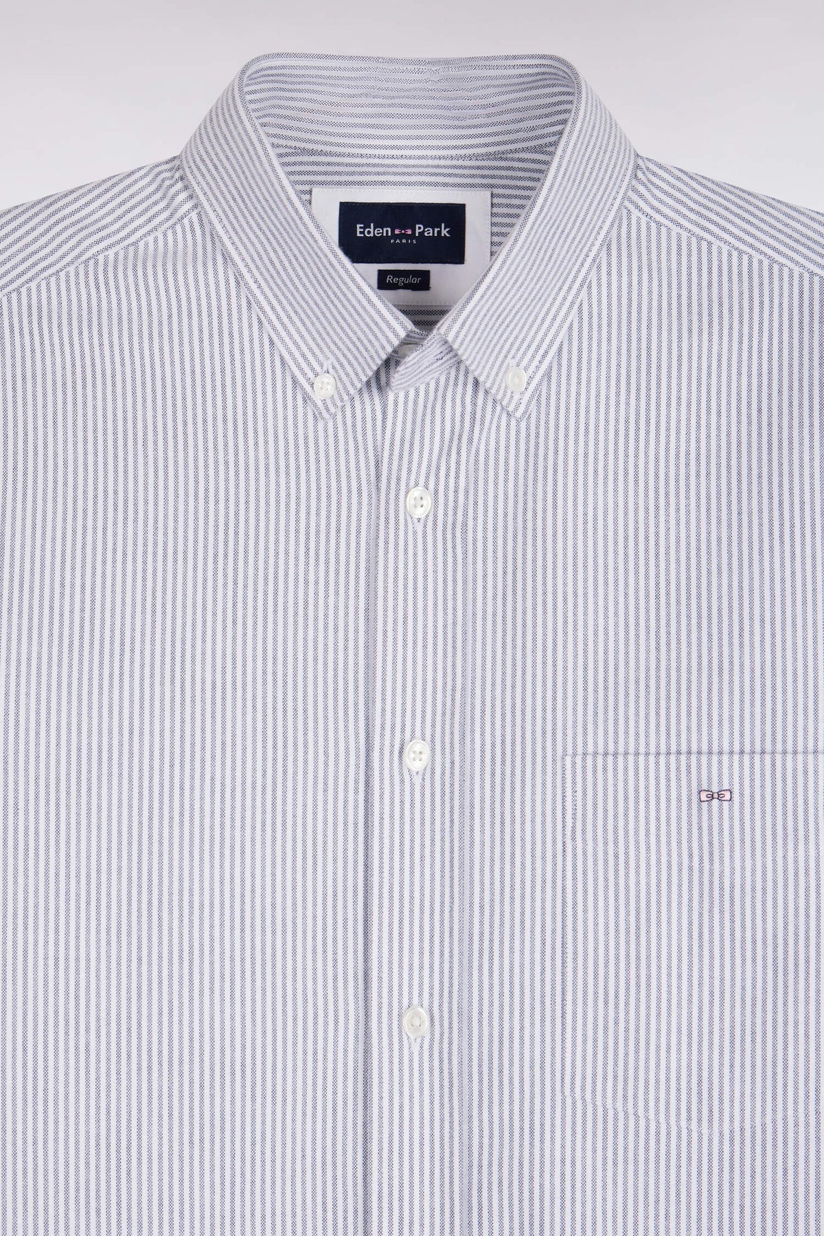 Chemise en coton à rayures bâtons marine coupe droite