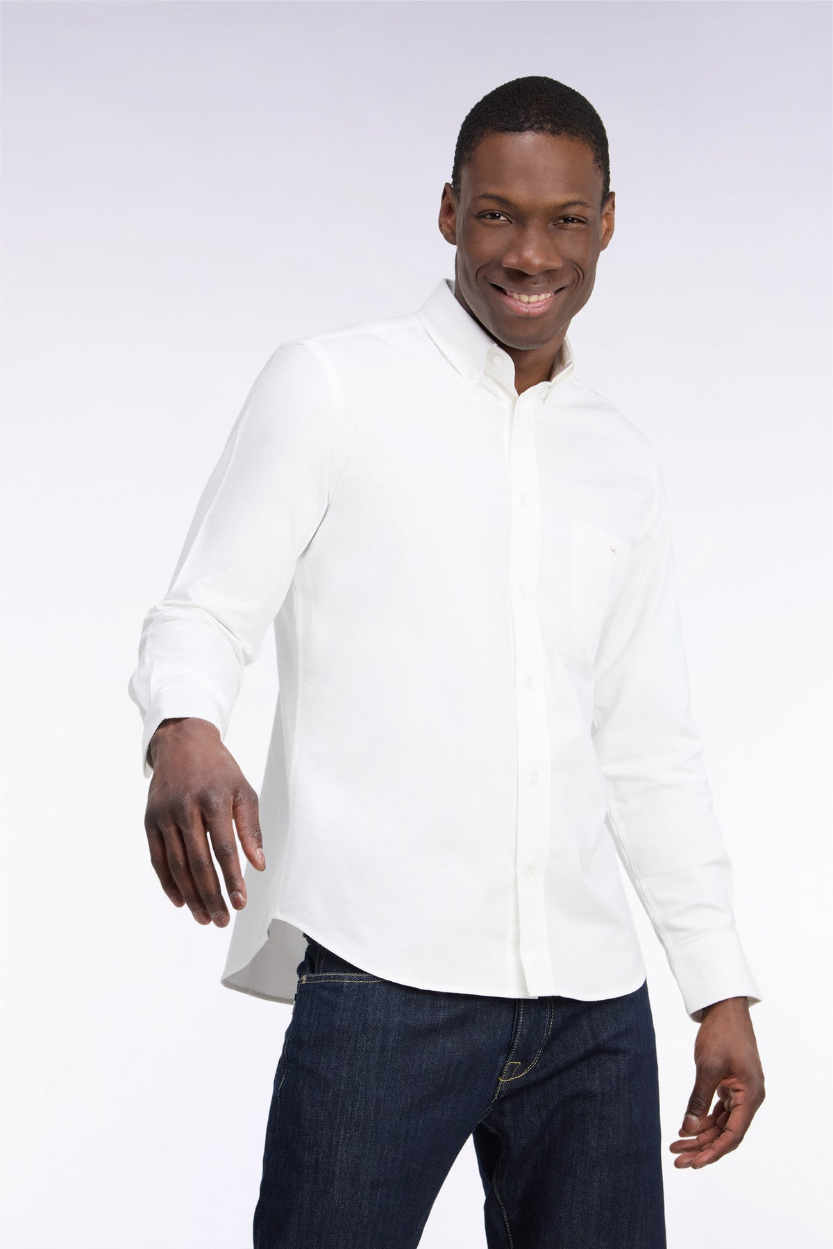 Plain white cotton straight cut shirt