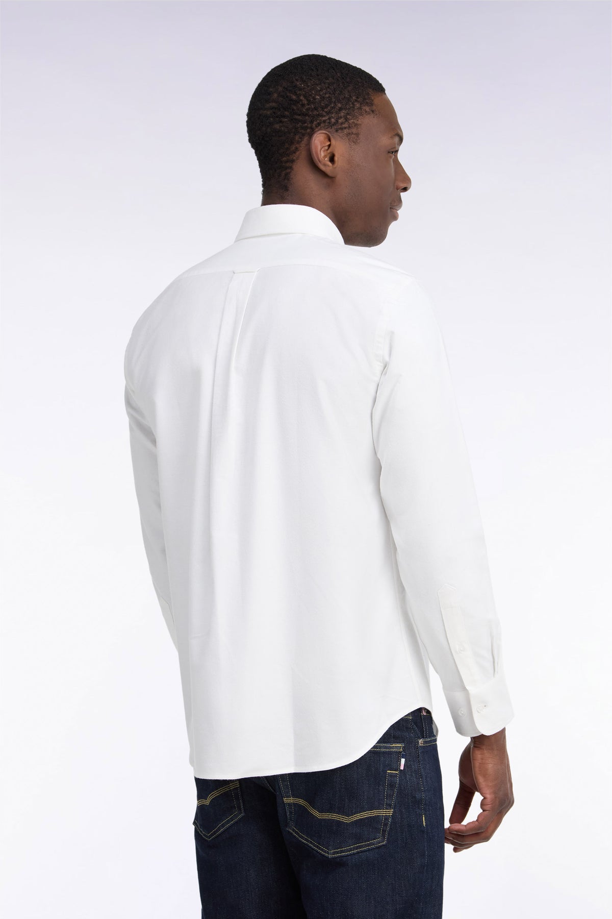 Plain white cotton straight cut shirt