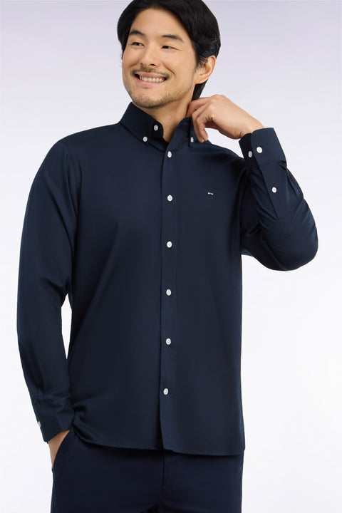 Chemise en coton oxford blanche patch dos coupe droite - Image 1